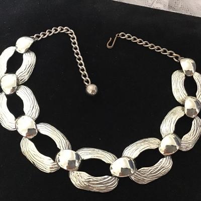 Vintage Large Silver Link Choker Necklace