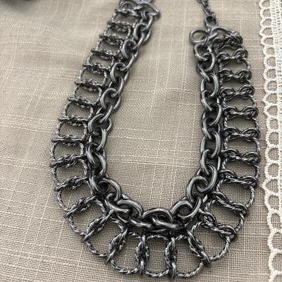 Black metal tone statement necklace