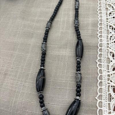 Black and stone beaded necklace