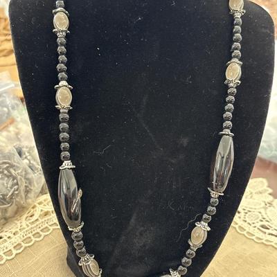 Black and stone beaded necklace