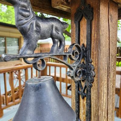 Cast Iron Rustic Vintage Western Puppy Dog Door Wall Dinner Yard Farm Bell Decor