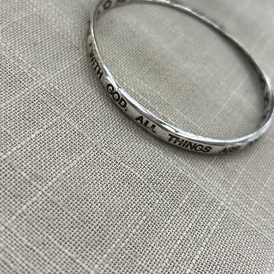 New With God All Things are Possible Twist Bangle Bracelet Silver tone Christian