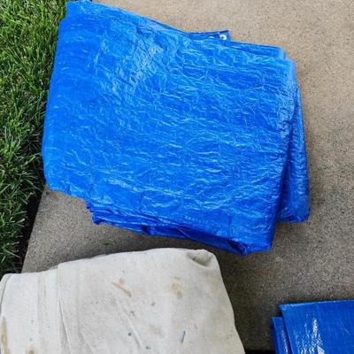 32 trash bin 2 tarps and paint tarp