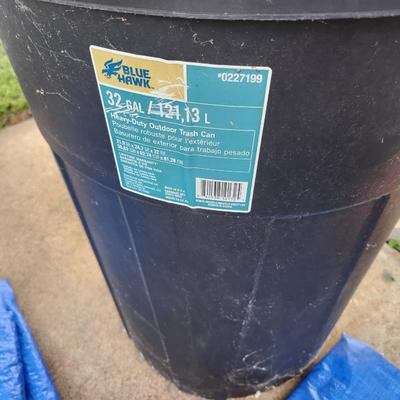 32 trash bin 2 tarps and paint tarp