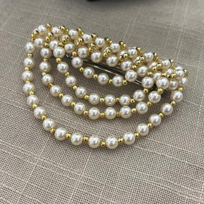Gold tone beaded faux pearl hair accessories