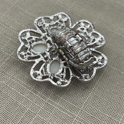 Silver tone adjustable flower ring