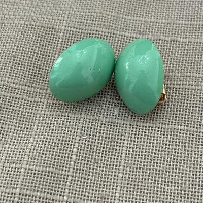 Mint green clip on earrings