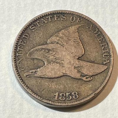 1858 LARGE LETTERS VERY GOOD CONDITION FLYING EAGLE CENT AS PICTURED
