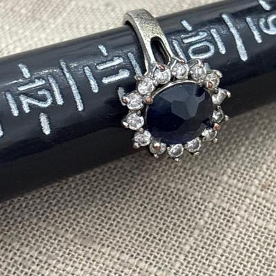Silver tone blue gem fashion ring