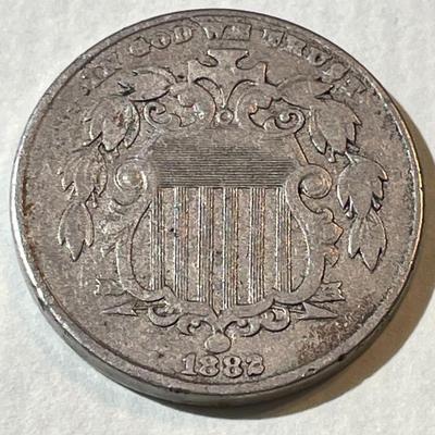 1882 FINE/VF CONDITION REVERSE RIM DING AT 4PM SHIELD NICKEL AS PICTURED