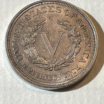 1883 NO CENTS VARIETY EXTRA FINE CONDITION LIBERTY V-NICKEL AS PICTURED.