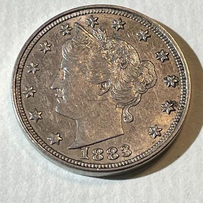 1883 NO CENTS VARIETY EXTRA FINE CONDITION LIBERTY V-NICKEL AS PICTURED.