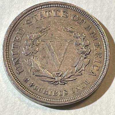 1883 NO CENTS VARIETY EXTRA FINE CONDITION/CLEANED LIBERTY V-NICKEL AS PICTURED.