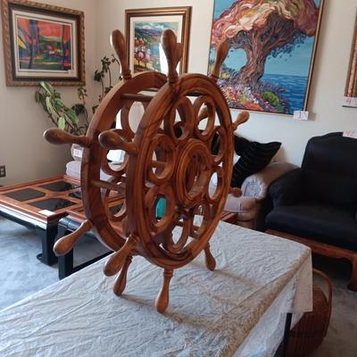 UNIQUE NAUTICAL WOODEN SHIP WHEEL WINE RACK