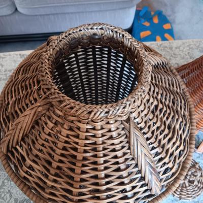 2 LARGE HAND WOVEN BASKETS