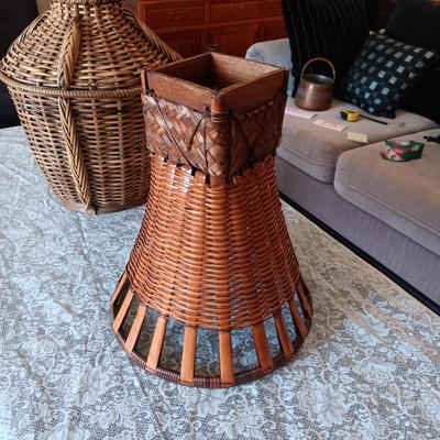 2 LARGE HAND WOVEN BASKETS