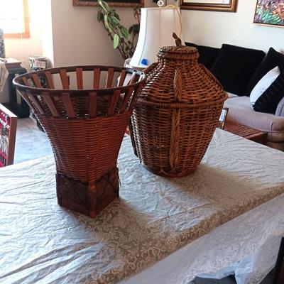 2 LARGE HAND WOVEN BASKETS