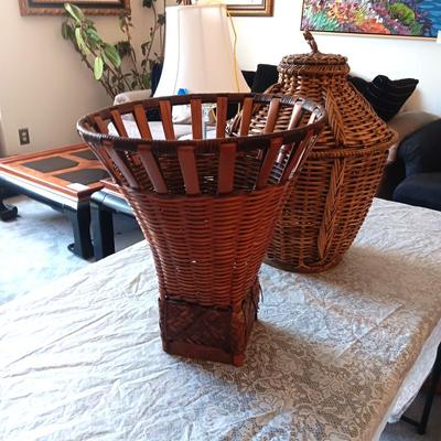 2 LARGE HAND WOVEN BASKETS