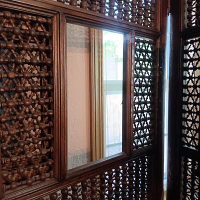 STUNNING WOODEN MIDDLE EASTERN 3 PANEL MASHRABIYA LATTICE FOLDING ROOM SCREEN