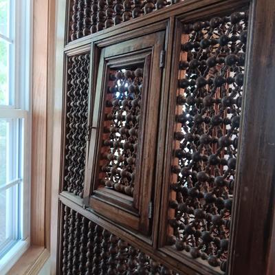 STUNNING WOODEN MIDDLE EASTERN 3 PANEL MASHRABIYA LATTICE FOLDING ROOM SCREEN