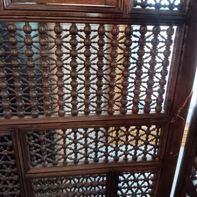 STUNNING WOODEN MIDDLE EASTERN 3 PANEL MASHRABIYA LATTICE FOLDING ROOM SCREEN