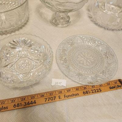 Glassware lot Including footed milk glass serving dish