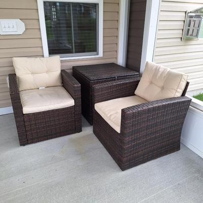 8 pc brown and tan wicker set