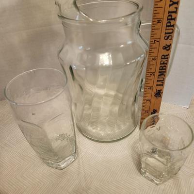 Glassware lot, water tumbles and Juice glass and pitcher