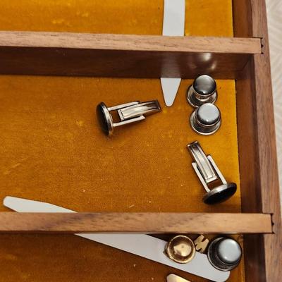 Wooden Jewelry box plus items inside