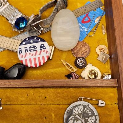 Wooden Jewelry box plus items inside