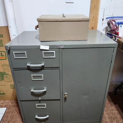 Vintage TOWER Safe Storage File Cabinet and lock box