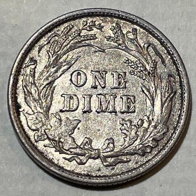 SCARCE 1894-P EF/FINE CONDITION BARBER SILVER DIME AS PICTURED.