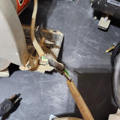 Garage tool lot, home improvement including electric saw and small compressor