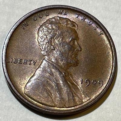 1909-VDB AU58 CONDITION LINCOLN CENT AS PICTURED.