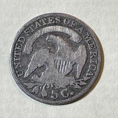 1833 GOOD CONDITION BUST SILVER HALF DIME TYPE COIN AS PICTURED.