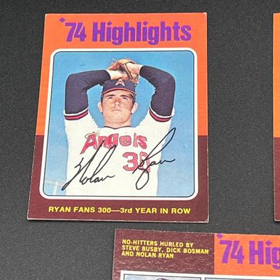LOT 25: 1975 Topps Baseball Cards - Nolan Ryan, Bob Gibson, Lou Brock, Al Kaline and More