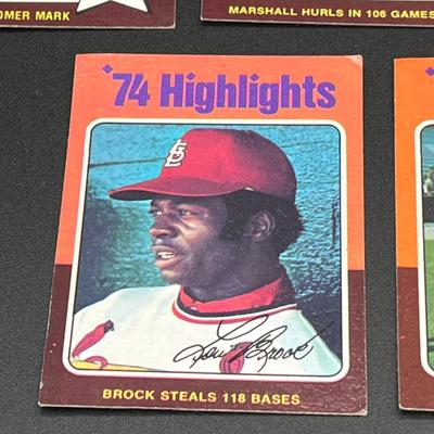 LOT 29: 1975 Topps Baseball Cards - Hank Aaron, Nolan Ryan, Lou Brock and More