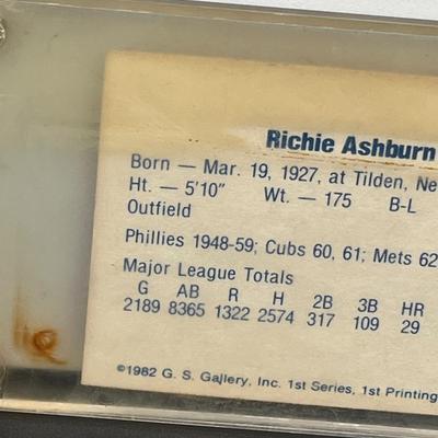 LOT 46: Signed Richie Ashburn 1982 G.S. Gallery All-Time Greats Card # 23