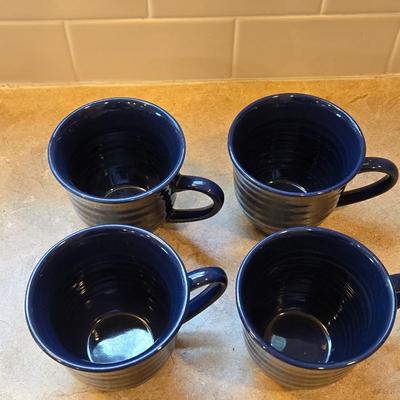 (4) Blue Ceramic Coffee Cups