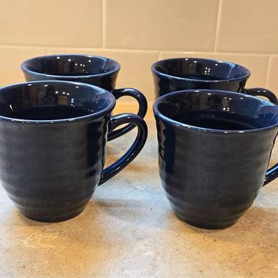 (4) Blue Ceramic Coffee Cups