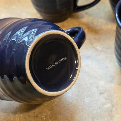 (4) Blue Ceramic Coffee Cups