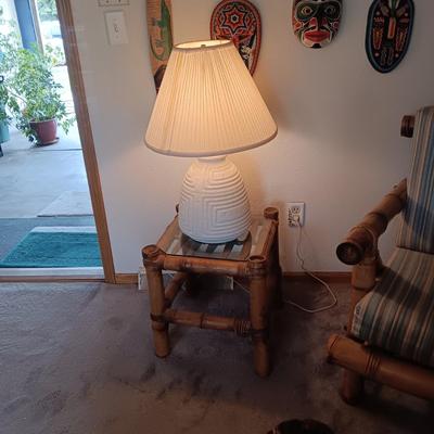 GENUINE BAMBOO END TABLE AND LAMP