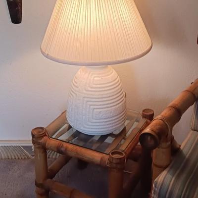 GENUINE BAMBOO END TABLE AND LAMP