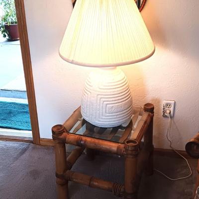 GENUINE BAMBOO END TABLE AND LAMP