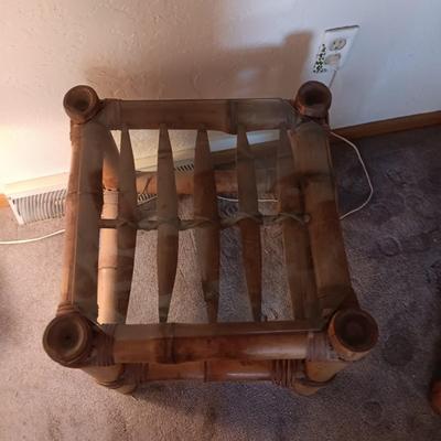 GENUINE BAMBOO END TABLE AND LAMP