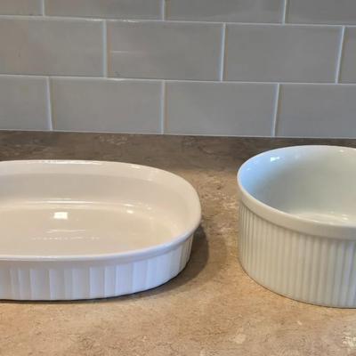 (2) White Serving Dishes