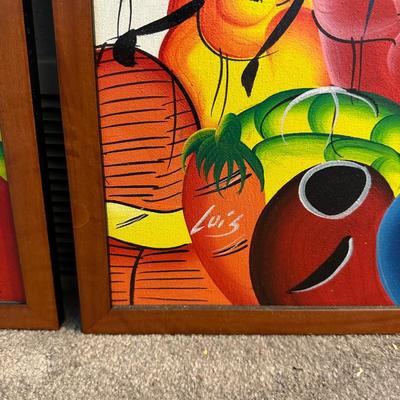2 COLORFUL PAINTINGS BY LUIS