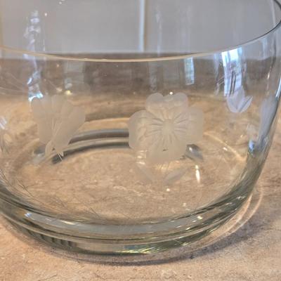 Vase and Etched Glass Bowl