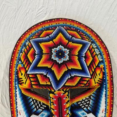 BEADED HUICHOL MASK BY HONORIO VILLA LOPEZ