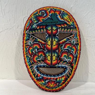 BEADED HUICHOL MASK BY HONORIO VILLA LOPEZ